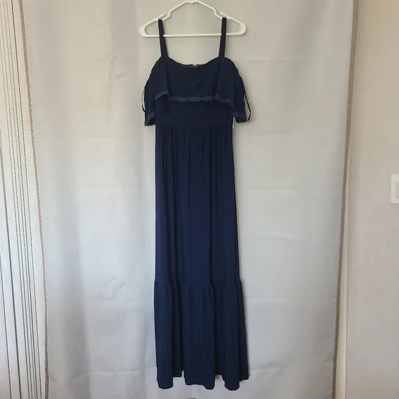 Eliza J | Dresses | Nwt Eliza J Off The Shoulder Strap Maxi Navy Blue Dress  Sz 8 | Poshmark